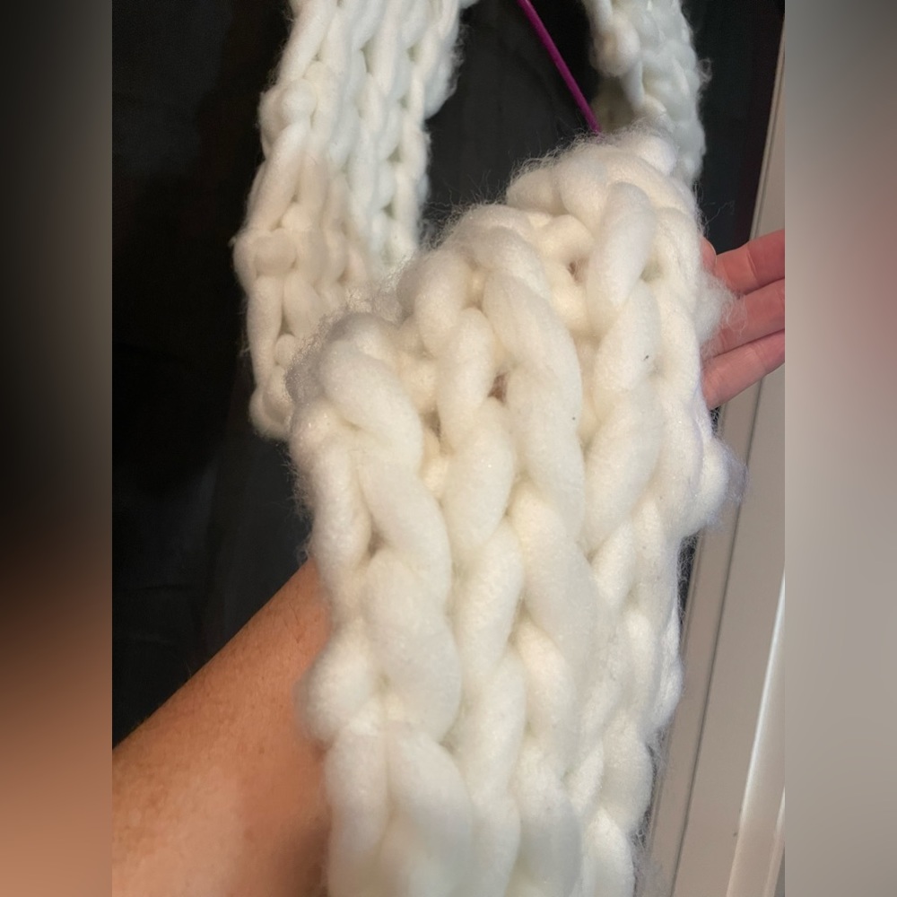 NEW Free People Scarf chunky yarn knit ivory white long plush wrap bundle snuggy